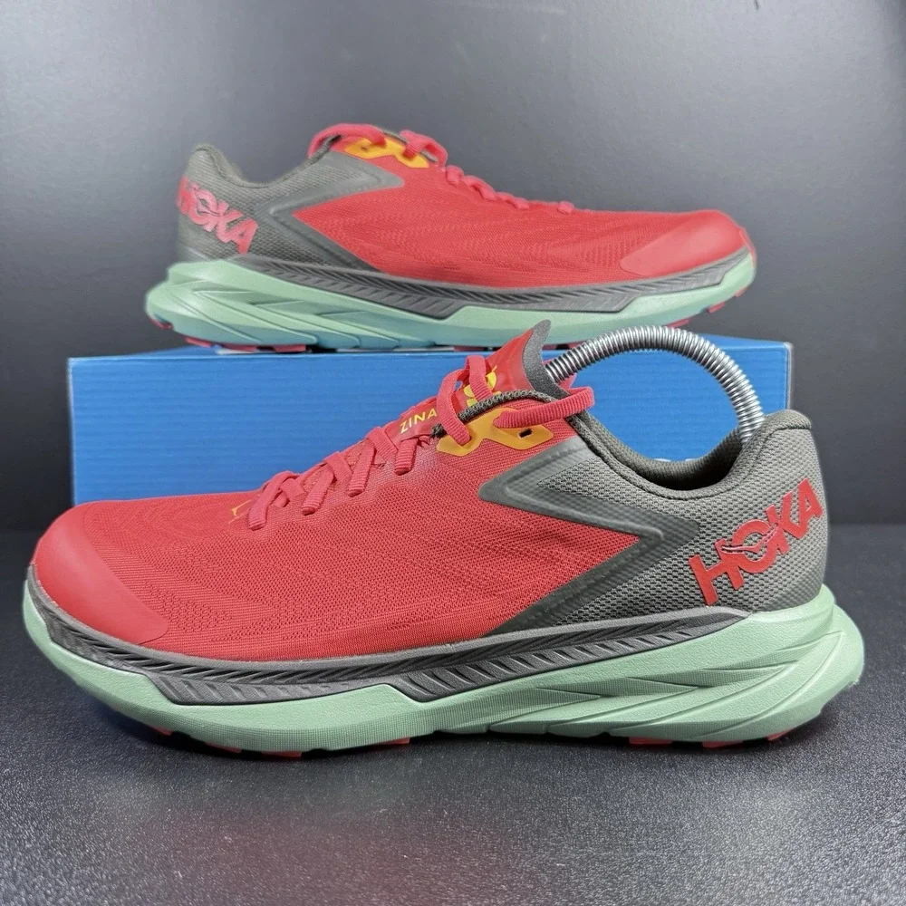 HOKA One‎ One Zinal Trail Running Shoes Orange/Black Olive Mens Size 10.5 D New